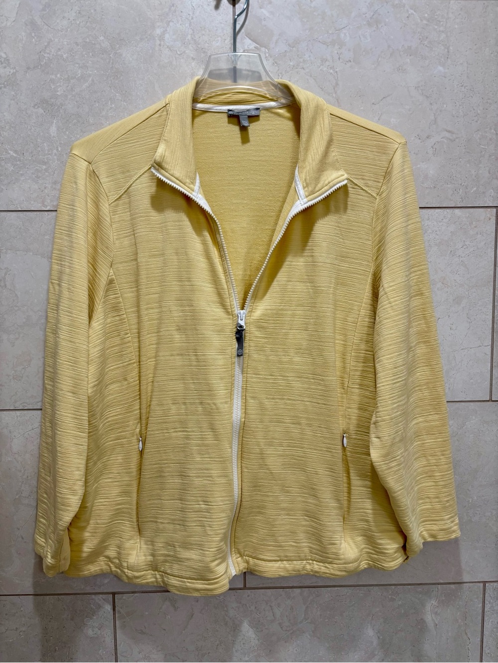 Talbots Pale Yellow Knit Zip Cardigan